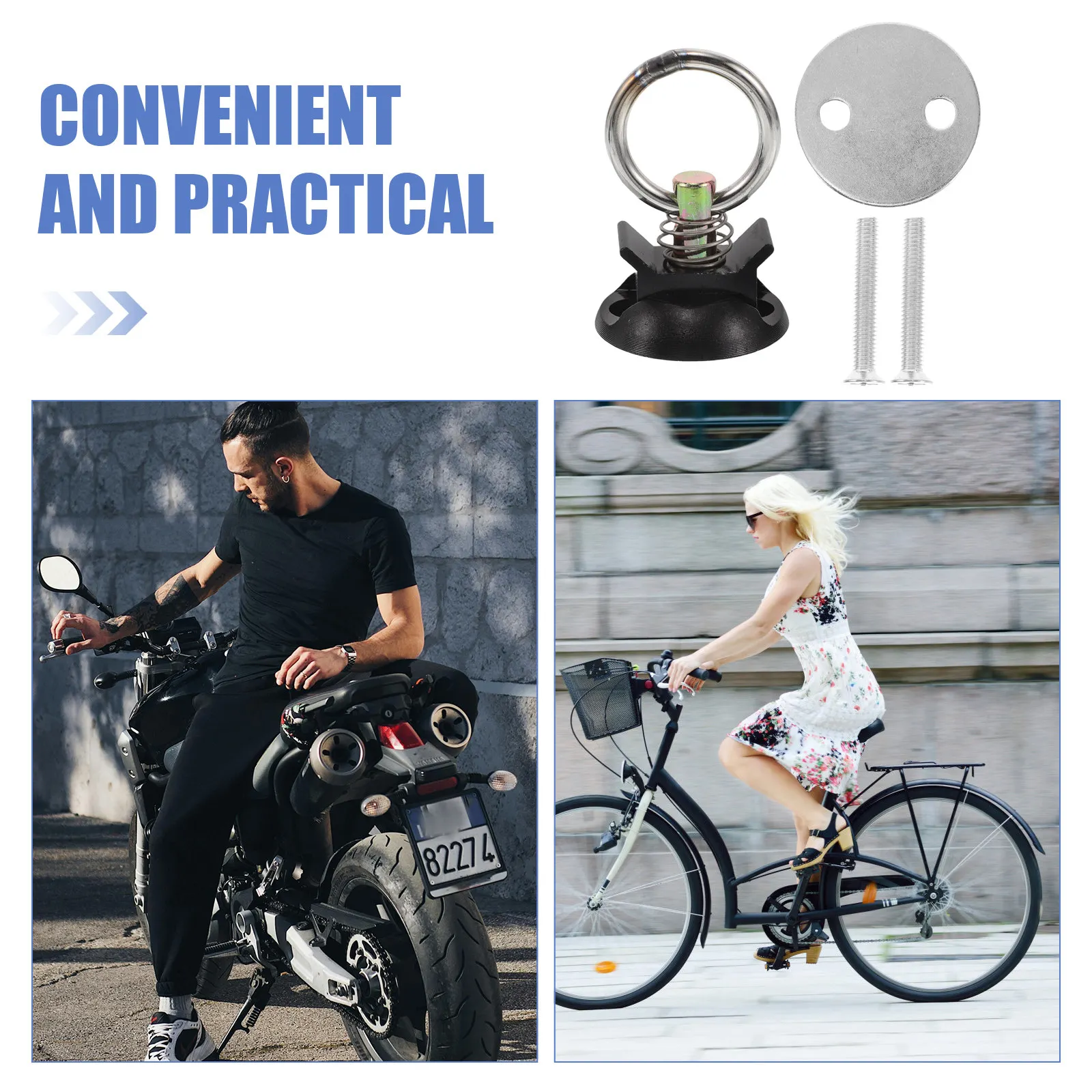 4Pcs Motorcycle Round Ring Tie Down Anchors Track Mount Tie Down System Cargo Secure Luggage Rack Accessories Utv Bed Anchor