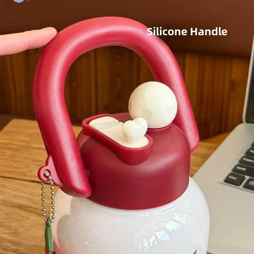 

Large Capacity Water Sippy Cup Cherry Bowknot with Straw Straw Water Bottle Double Drink 304 Stainless Steel