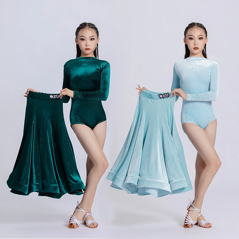 Ragazza Costumi di danza moderna nuovi costumi di spettacolo per bambini competizione gonne di danza velluto nuovi costumi di danza valzer