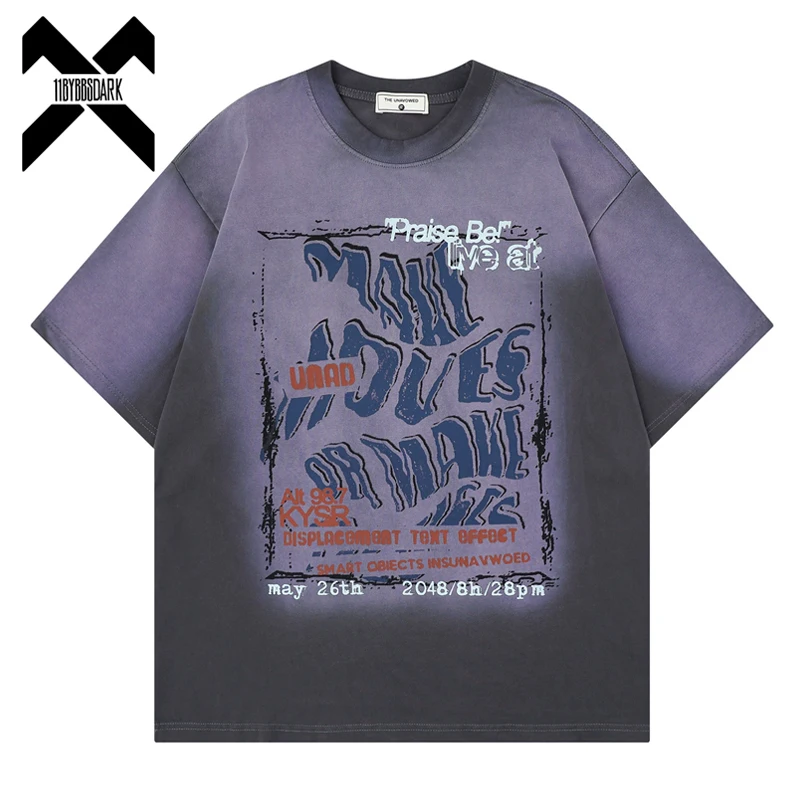 

Винтажная футболка унисекс с коротким рукавом и эффектом потертости, летняя, с граффити-принтом, оверсайз, повседневная, хлопковая, в уличном стиле, 2026