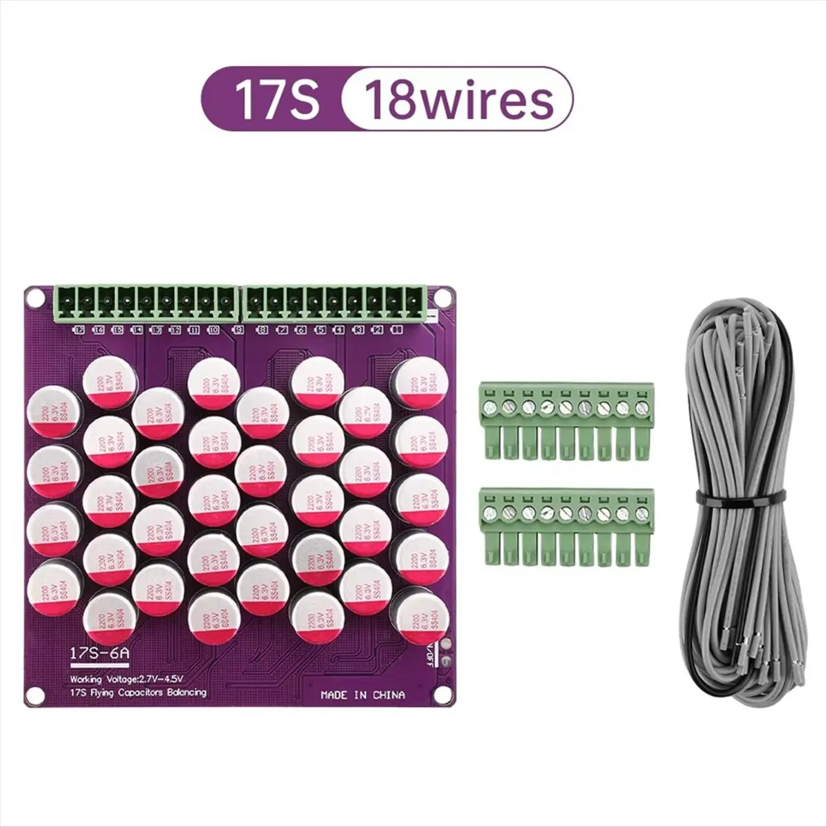 HGHO 17S 6A Lithium Battery Management System High Low Voltage Differential Capacitor Active Equalization Module