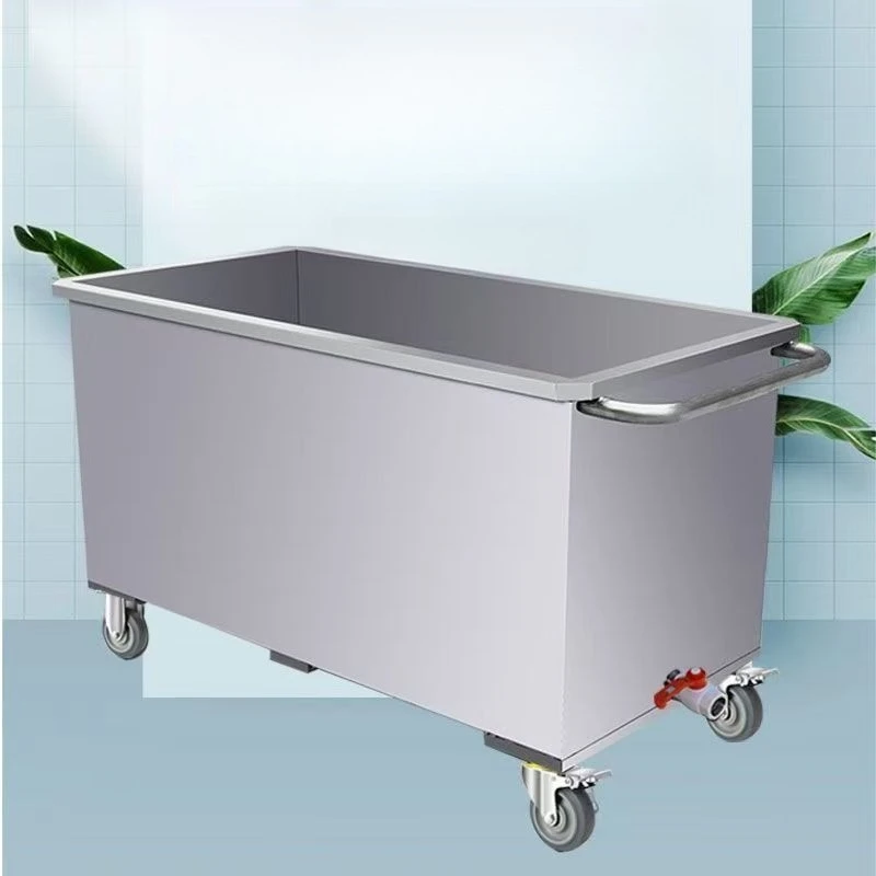 Square Stainless Steel Storage Tank Industrial Water Reservoir Mobile Cart Soaking & Marinating Cooking Bucket For Multiple Uses
