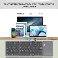 Tri-Folded Bluetooth Keyboard with Touchpad Foldable Ultra Slim Wireless Keyboard Support 3 Device Rechargeable Folding keyboard