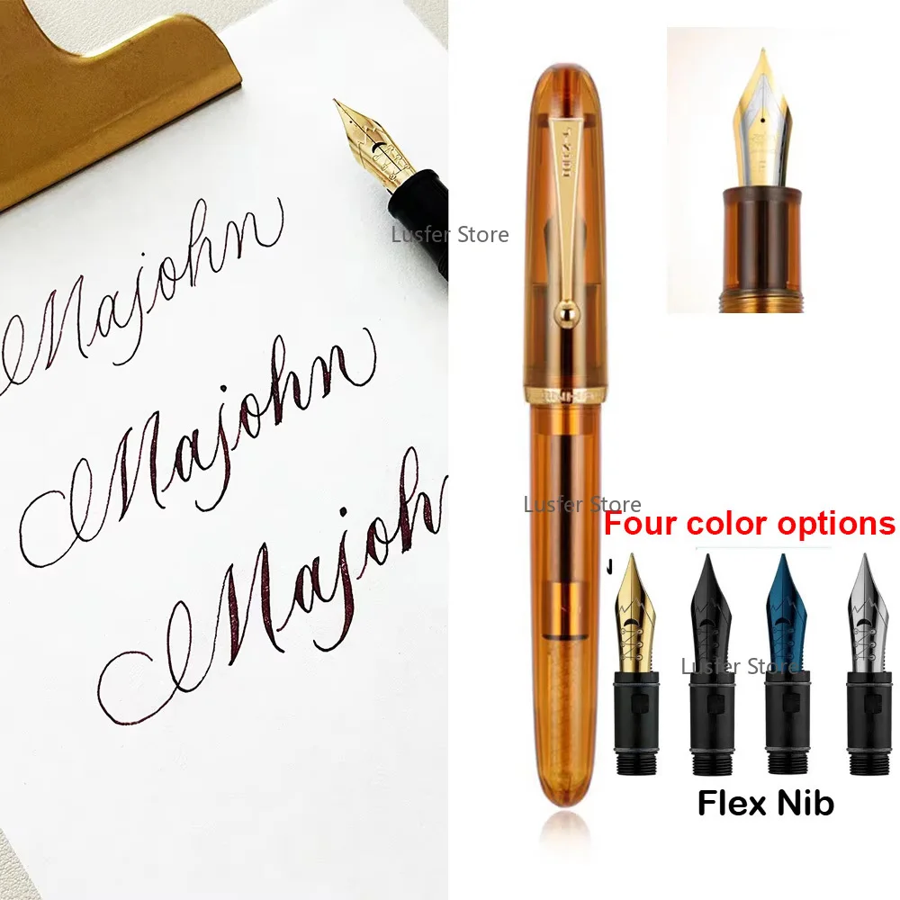 Limited Jinhao 9016 Acrylic Transparent Fountain Pen No.6 Solf Flex F Nib Soft Elastic Calligraphy Pen Copperplate ES ER