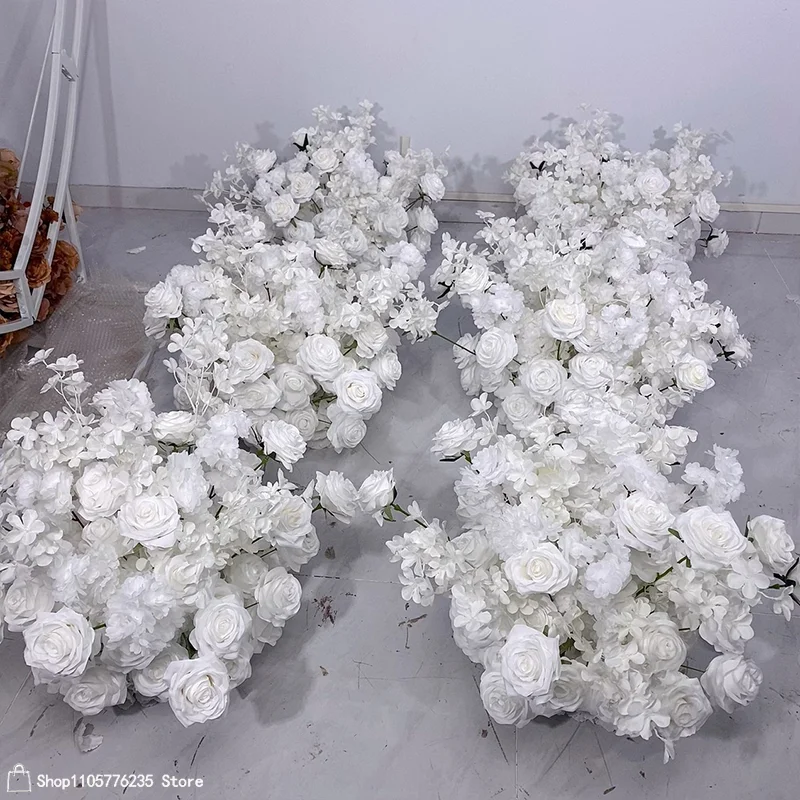 Weiße Künstliche Rosenblumenkugel, Blumenarrangement, Hochzeitstisch-Mittelstück, Party-Bankett-Dekoration, Gang-Dekoration, Veranstaltungsdekoration – Detail 4