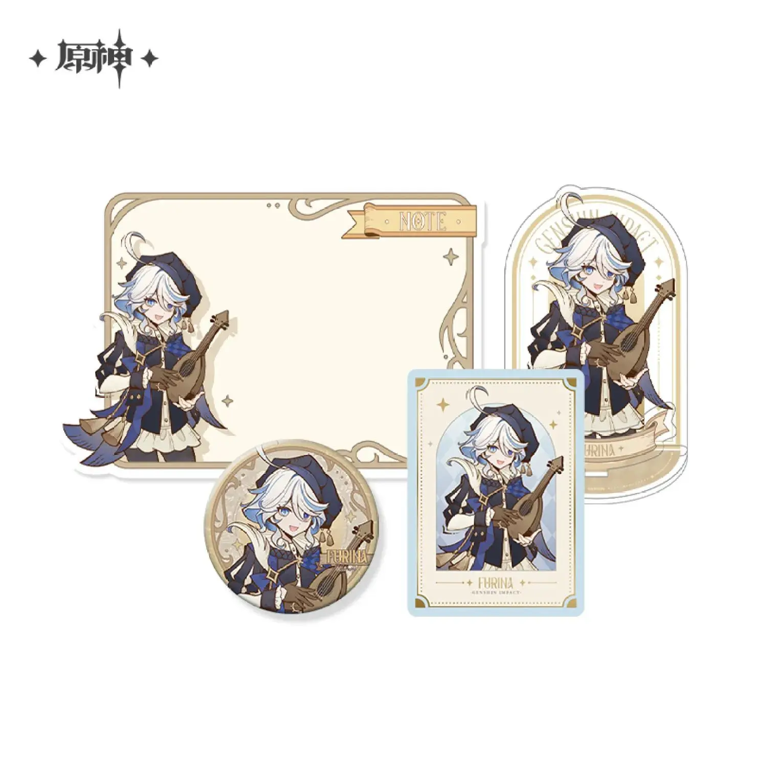 

[Genuine] Genshin Impact Role Artifact Doujin Badge Stand Sticker Card Set Anime Cosplay Accessories Furina Clorinde Lyney Gift