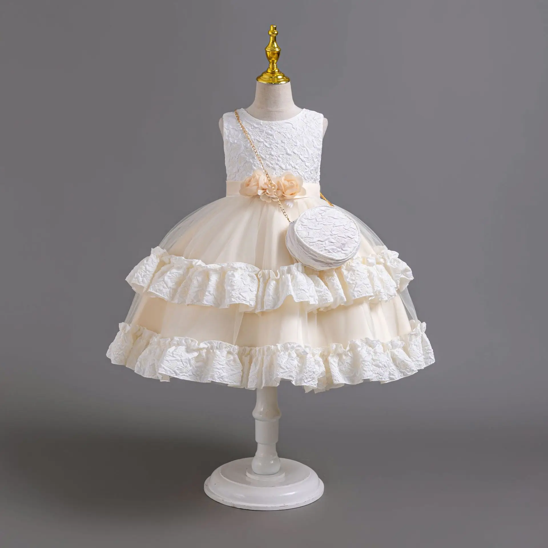 Children's Elegant Dress for Girls Party Dresses 3Pcs Sets Prom Dress Flower Girl Dress for Weddings Kids Princess Dress Clothes