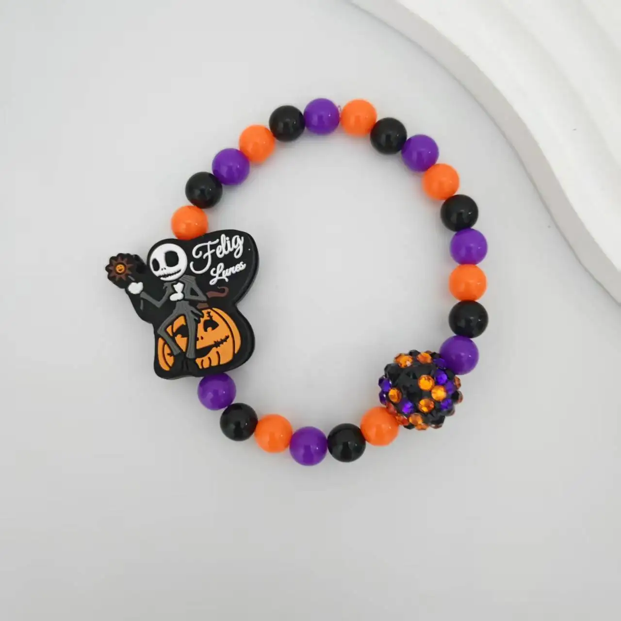 

Halloween Pumpkin Skull Ghost Beaded Bracelets Set For Women Men Colored Beads Stretchy Strand Chain Bangle Party Jewelry
