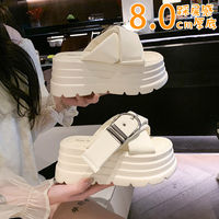 8CM Fashion Buckle Wedge Sandals Women Outdoor Casual Platform Slippers Woman Non-Slip Sandalias Mujer Versatile Zapatos Mujer