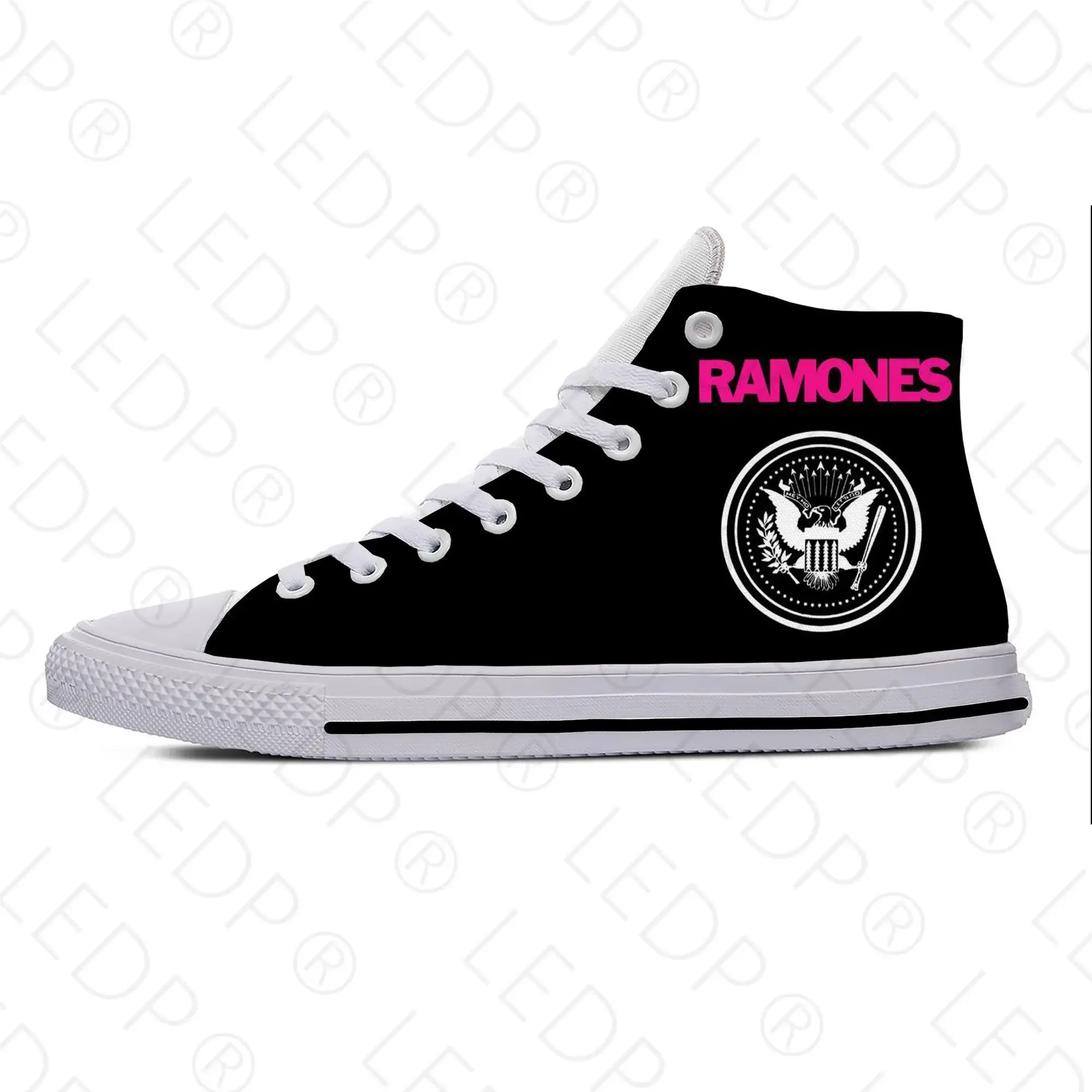 Ramone Seal Eagle Punk รองเท้าตลกแฟชั่นผ้าลำลอง, รองเท้าผ้าใบหุ้มข้อน้ำหนักเบาระบายอากาศได้ดีพิมพ์ลาย3D สำหรับผู้ชายผู้หญิง