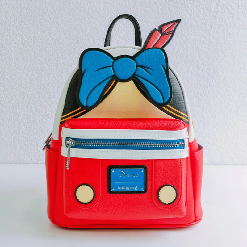 

Loungefly Disney Pinocchio Cartoon Patterned Backpack PU Leather Double Shoulder Bag Travel Leisure Bag Kids School Bag Gift