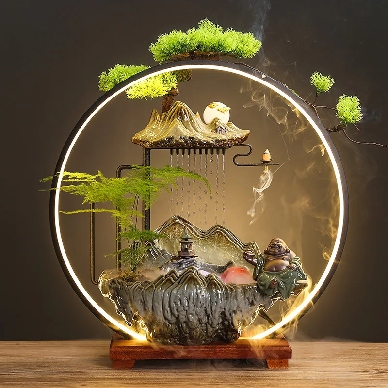 

Chinese-style "Flowing Water Brings Wealth" Decorative Ornament - For Living Room, Office Desk; Ideal Gift for New Home, Housewa