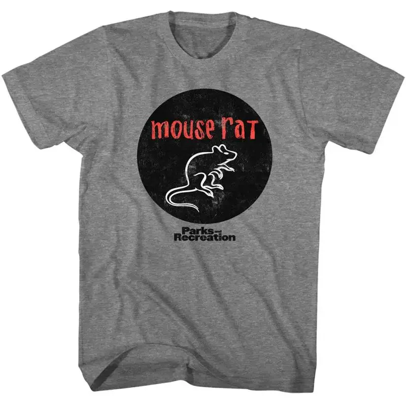 Parks and Recreation Mouse Rat Black Circle Logo Men's T Shirt