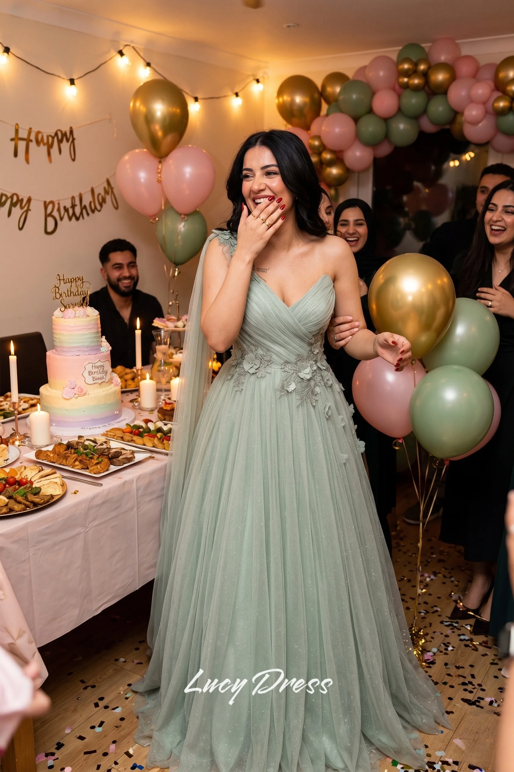Lucy Jasnozielona suknia wieczorowa Mesh Grace Eid Al-fitr Line A Prom Dresses 2024 Suknie balowe Formalne wesele Długie dostosowane — zdjęcie 6