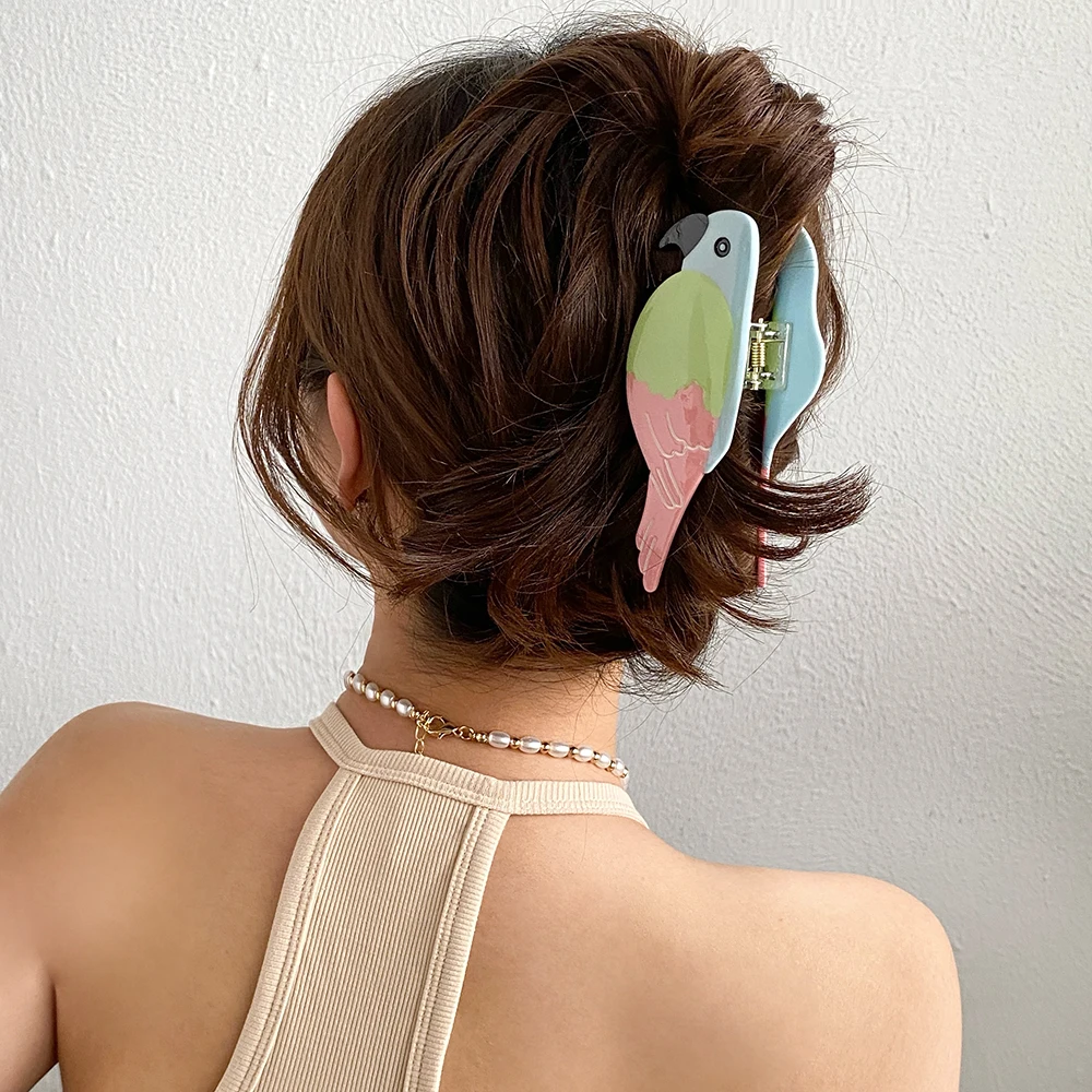 

Creative Acetate Colorful Bird Shark Hair Clip Claw For Women New Design Non-slip Fixed Ponytail Headress Hair Accessories Tool