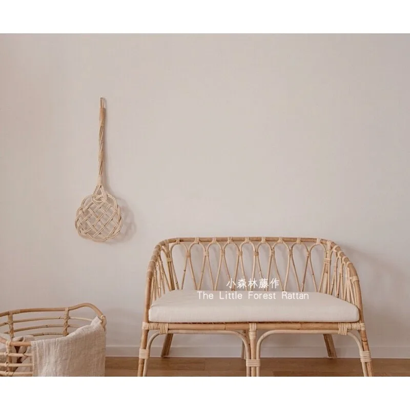 Small forest, French rattan double small sofa rattan chair, homestay living room bamboo and rattan woven 1.2 meters sofa chair h