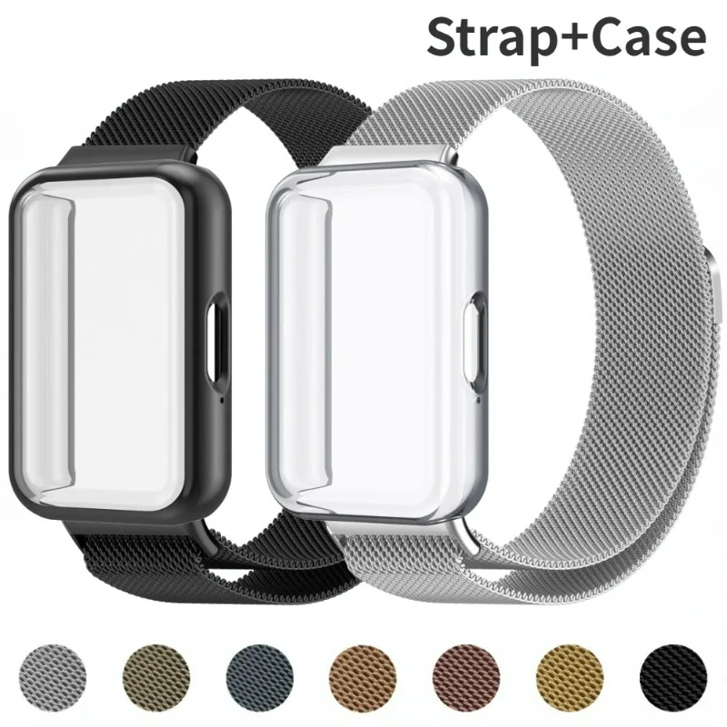 

Milanese Loop Strap+TPU Case for Samsung Galaxy Fit 3 SM-R390 SmartWatch Replaceable Wristband for Galaxy Fit 3 Protective Cover