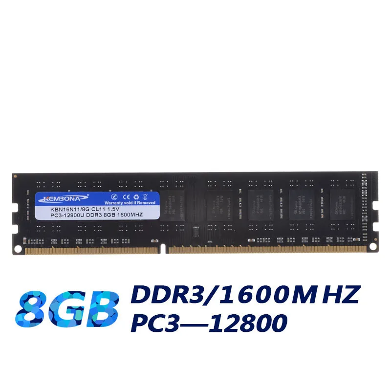 

KEMBONA DDR3 1600MHz 8GB PC12800 8GB (for all motherboard) Brand New Desktop Ram Memory for Desktop RAM Memory