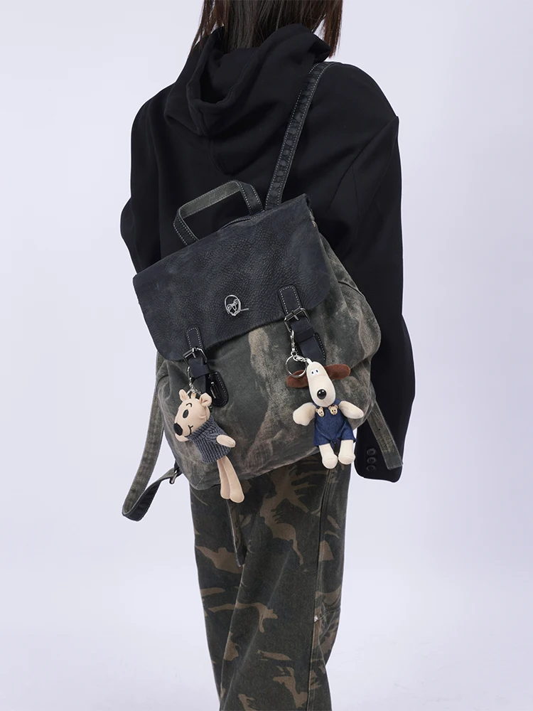 

Commuter retro denim bag, large capacity schoolbag