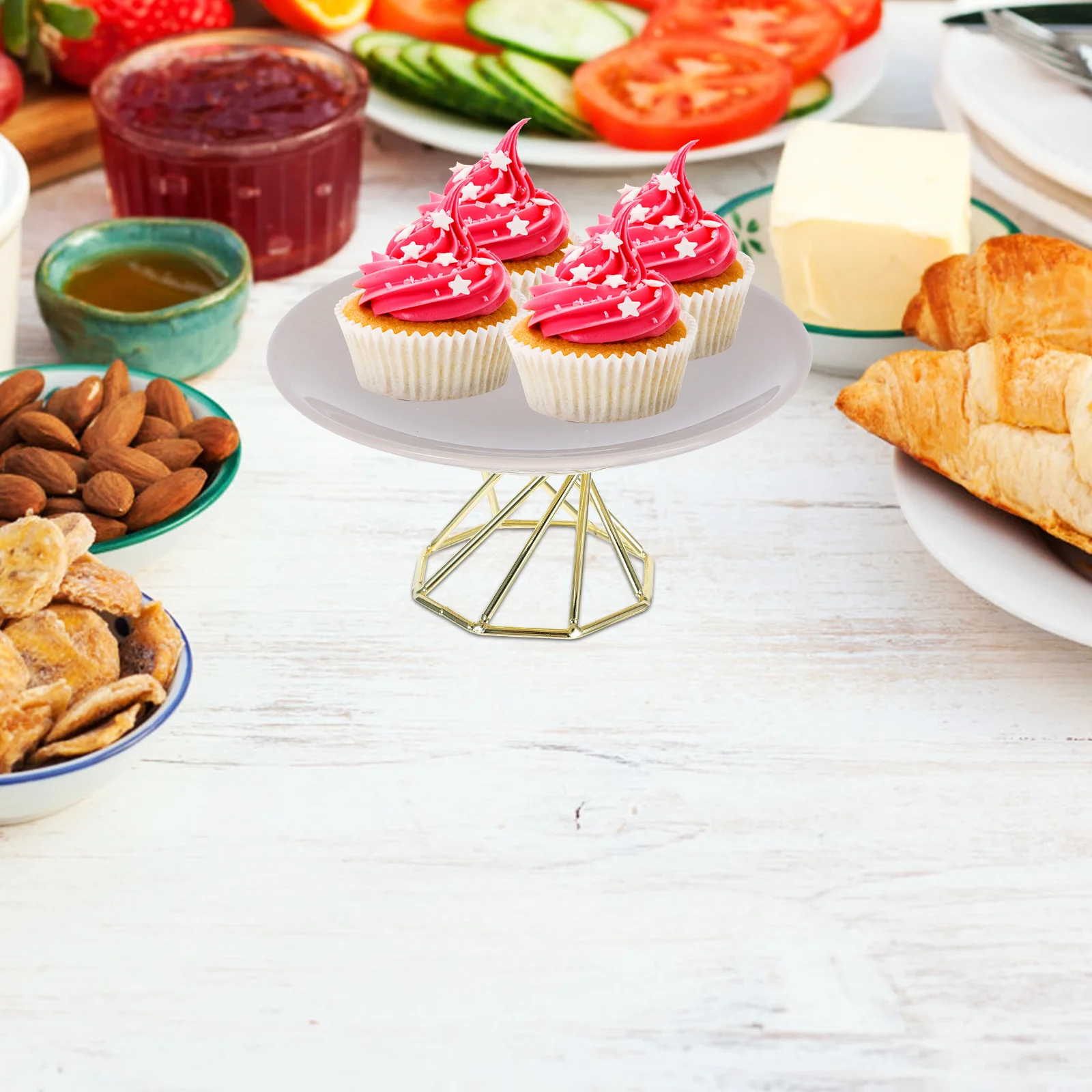 

Solid Color Ceramic Cake Stand Round Footed Serving Platter Wedding Party Dessert Cupcakes Display Tray Ceramic Plate