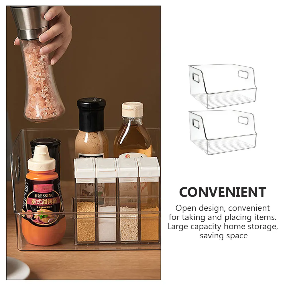 

2Pcs Kitchen Organizer Storage Container Clear Plastic Large Capacity Fridge Fruit Vegetable Tray Multipurpose Holder