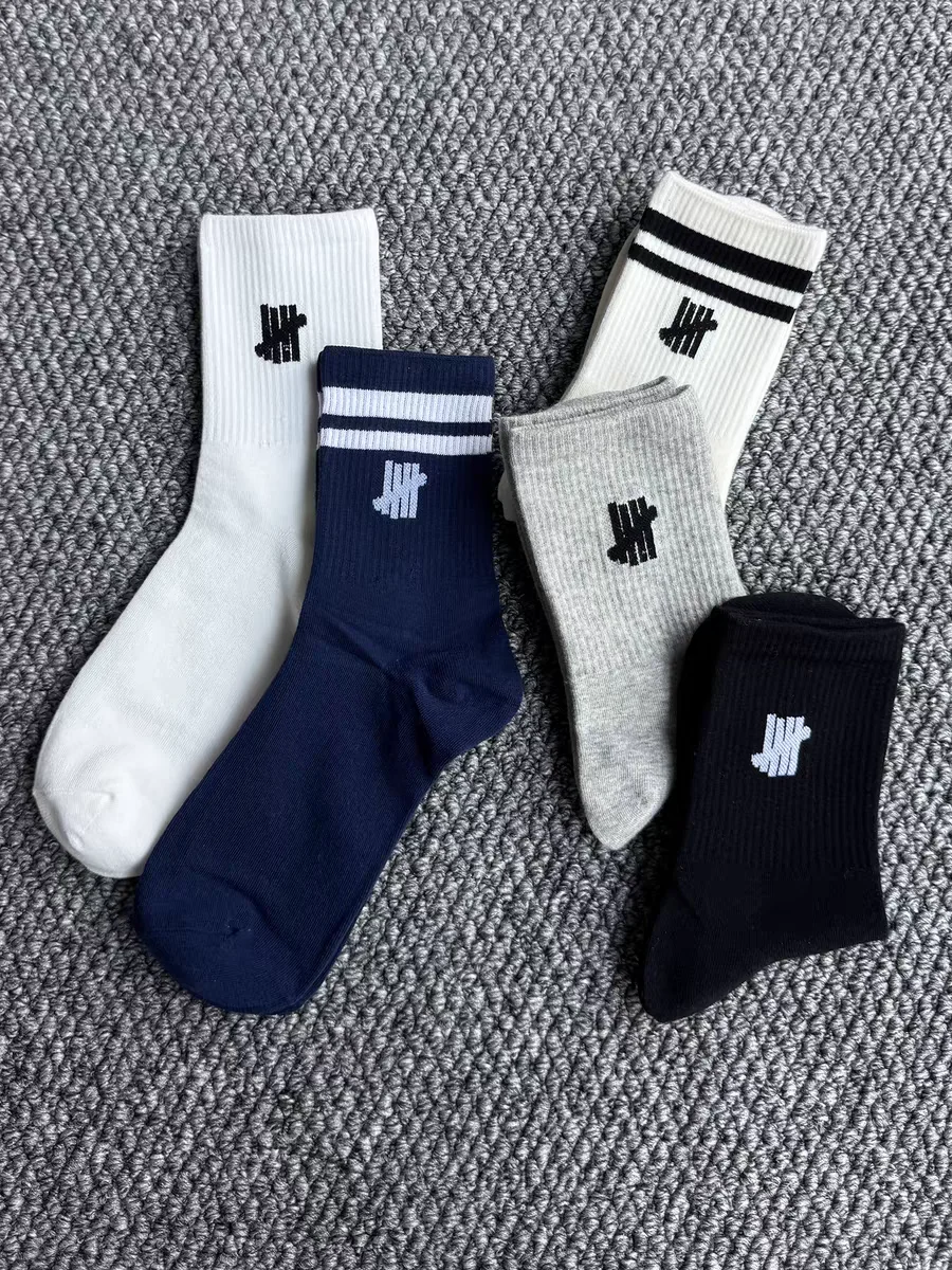 5ストライプ UND オールシーズン メンズ＆レディース ミッドカーフ 無地 多用途 コットン カレッジスタイル 通気性と吸汗性