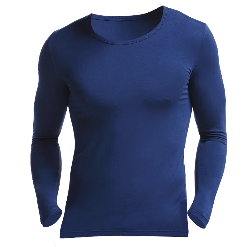 

5pcs Men's Modell autumn and winter single thin warm jacket round neck base underwear slim long sleeve underlay