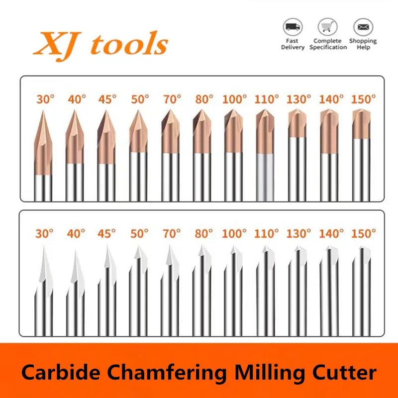 Chamfer End Mill 30 40 50 60 80 90 100 120 130 140 150 Degrees Carbide Chamfering Cutter Countersink Router Bit CNC Machine Mill