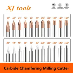 Chamfer End Mill 30 40 50 60 80 90 100 120 130 140 150 Degrees Carbide Chamfering Cutter Countersink Router Bit CNC Machine Mill