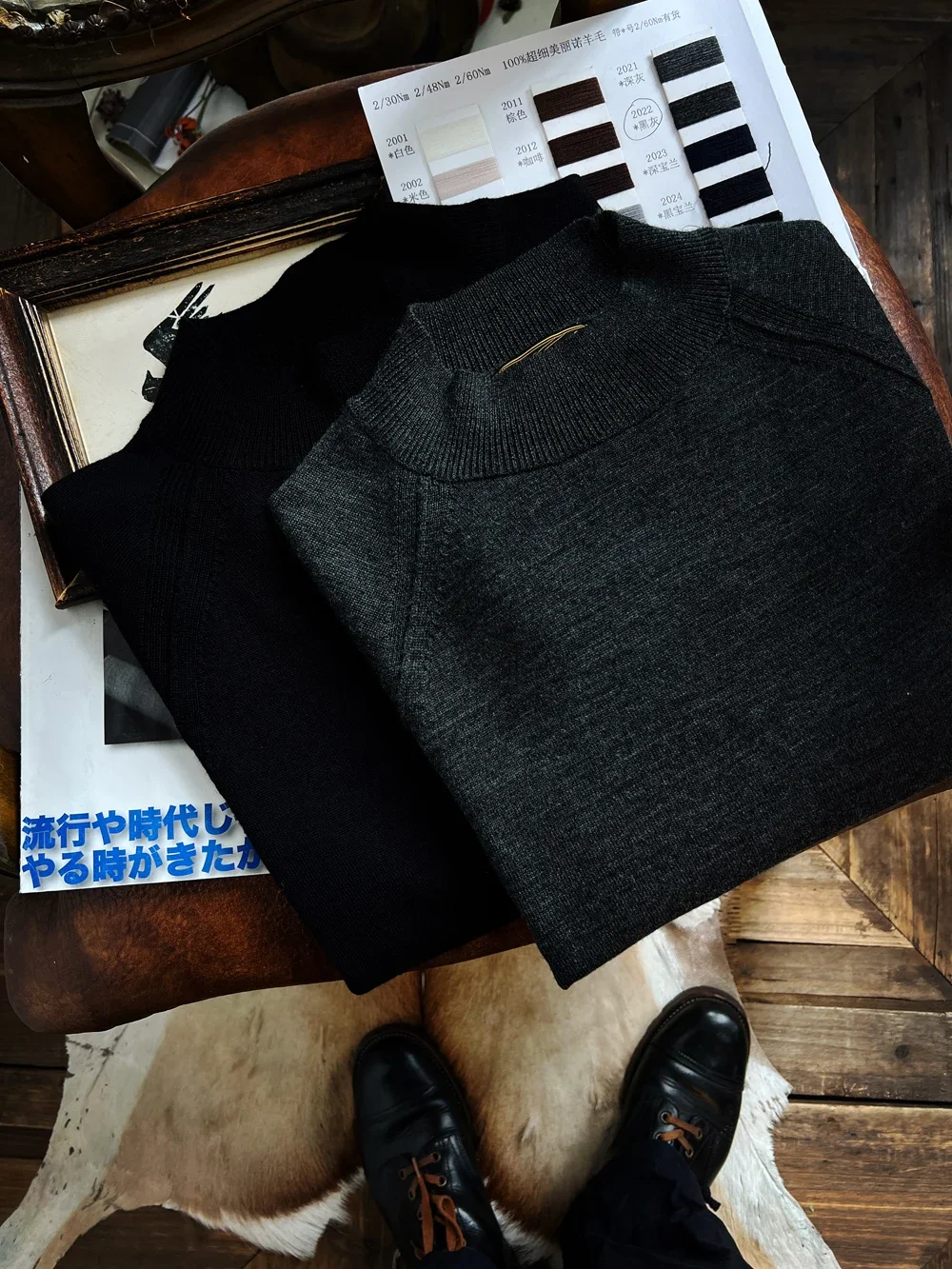 Tailor Brando Classic Versatile Bond Half Turtleneck Merino Worsted Wool Base Shirt Anti-Pilling and Anti-Distortion