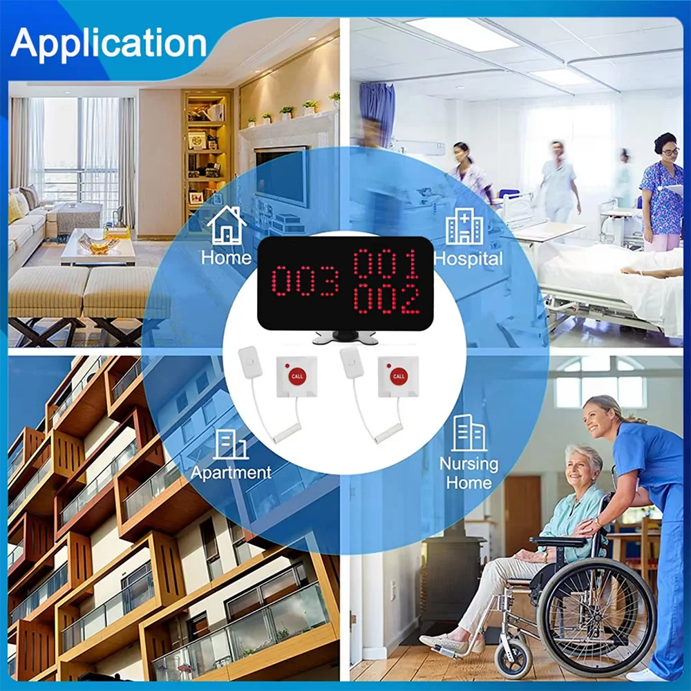 Strong Signal Wireless Nurse Call System, Display Receiver Bell Button Pager Watch Light for Hospital Clinic Nursing Home