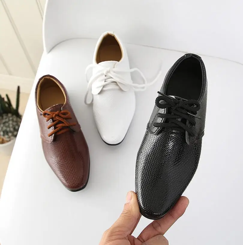 2023 New Kids Genuine Leather Wedding Dress Shoes for Boys Brand Children Black Wedding Shoes Boys Formal Wedge Sneakers 21-36