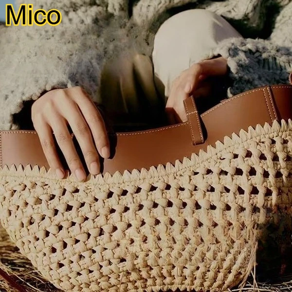 

2025 New Woven Beach Tote Bag Large Capacity Straw Shoulder Handbag Casual Summer Storage Organizer Bag for Women Travel