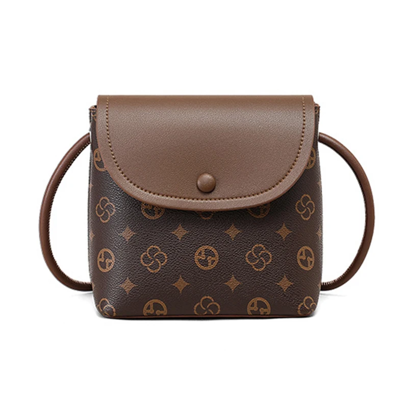 

Women Luxury Monogram Genuine Leather Mini Bags Lady Retro Print Flap Design Shoulder Bags Female Versatile Date Crossbody Bags