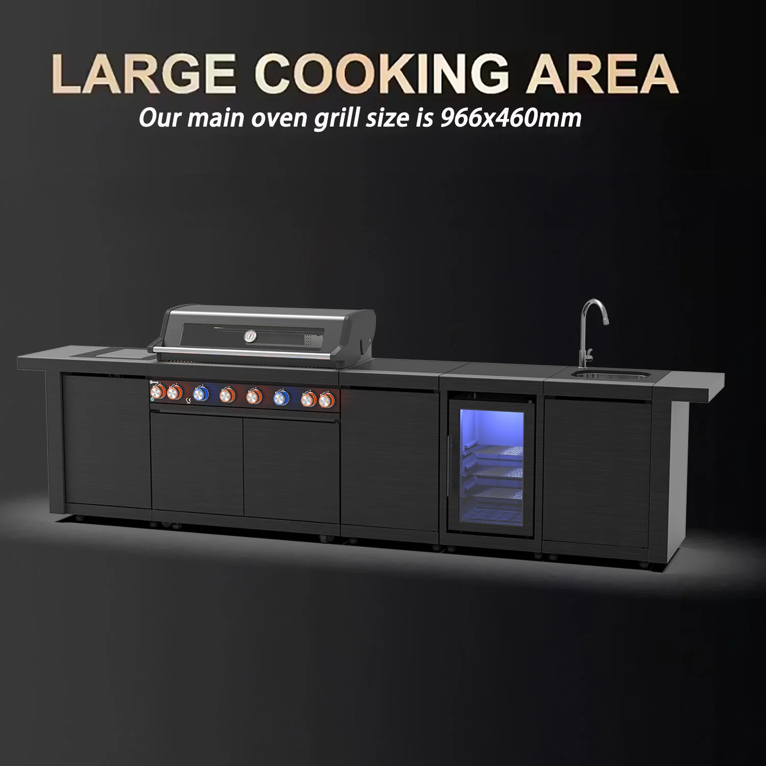 FOODLINE SUS304 Stainless Outdoor Kitchen Frame UV Protected Surface Outdoor Cooking Cabinet For Coastal Seaside Garden