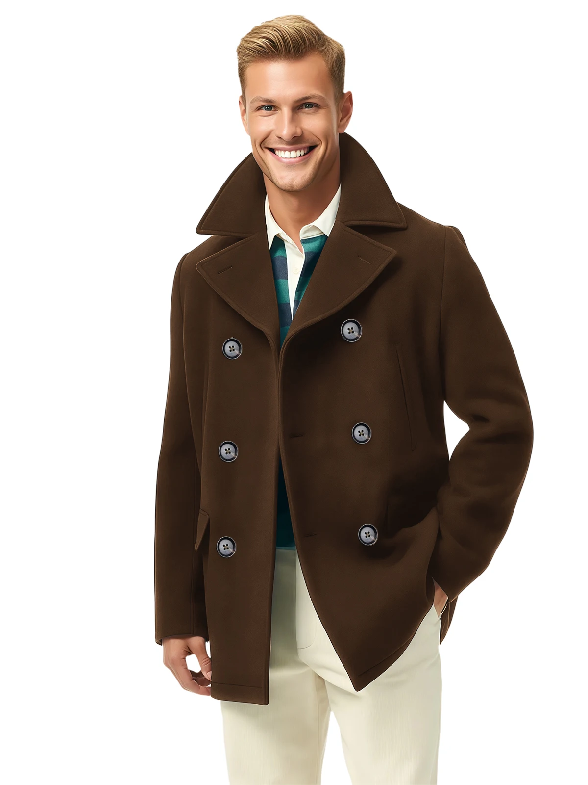 

Autumn Temperament Woolen Coat Large Collar Double Row Buttons High-Quality Korean Version Comfortable Casual Customized Suit