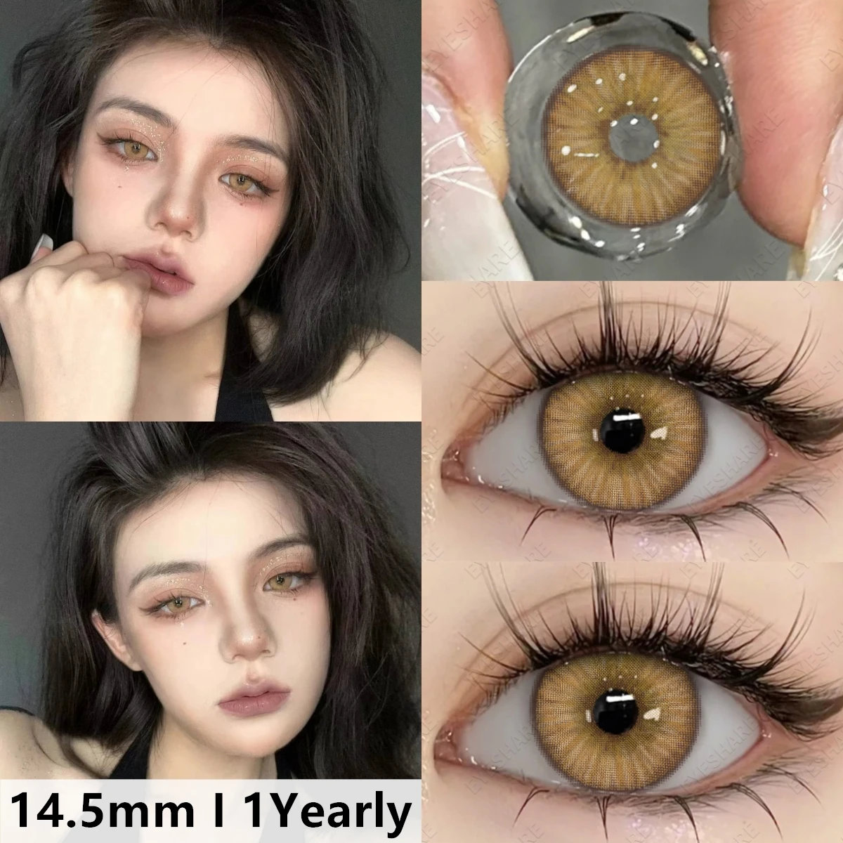 EYESHARE 2 pcs/pair New Color Contact Lenses for Eyes Green Contact Lenses Colorful Fashion Gray Contact Yearly Brown Eye Lenses