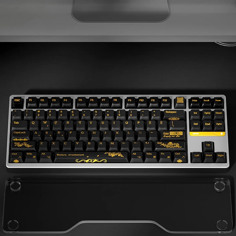 

Мандала, черное золото, черный колпачок для клавиш, позолоченный процесс, адаптация ПБТ + ПК EZ63/qk80mk2/клавиатура для стрельбы