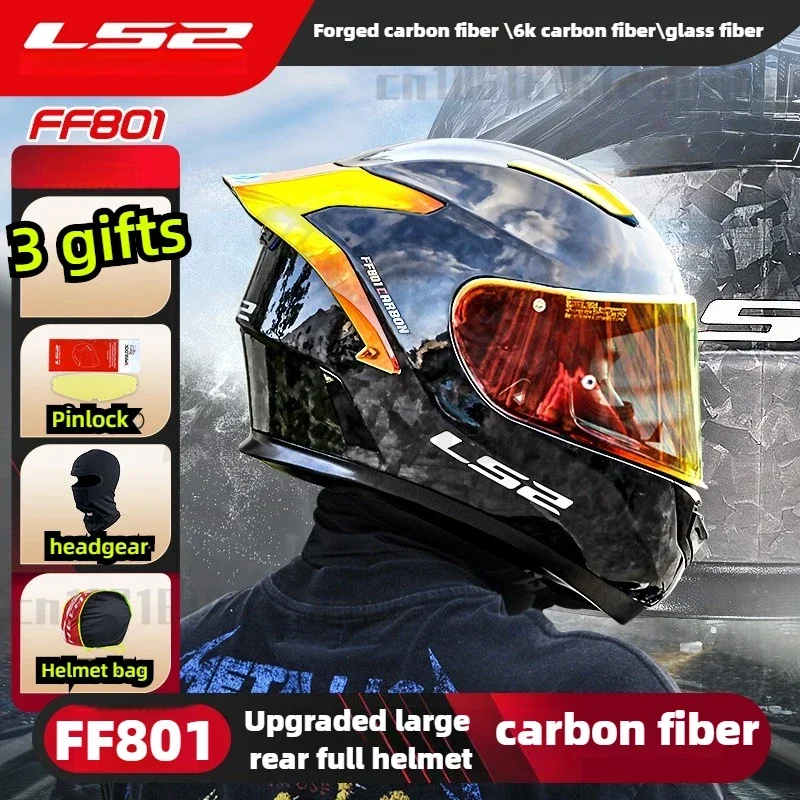 LS2 FF801 carbon fiber motorcycle helmet men's and women's motocross racing anti fog lens full helmet cascos para moto