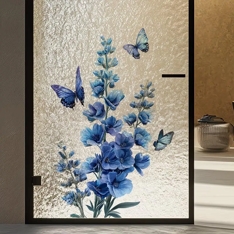 Removable Rose Glass Stickers for Bathroom Door Adhesive Elegant Flower Home Window Privacy Decor