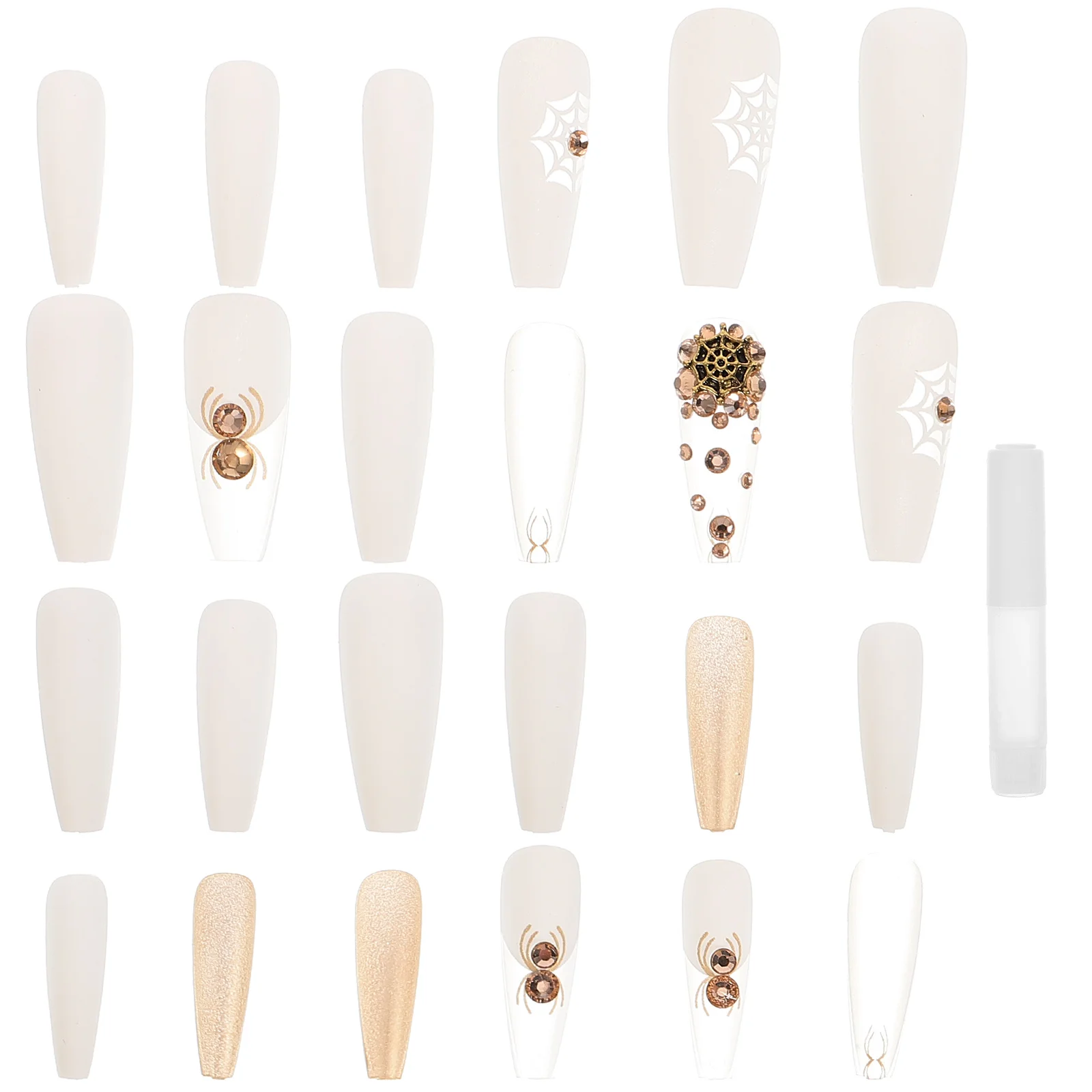 

24 Pcs Fake Halloween Press On Resin False Nails Short Style Pattern Creative Needs Beautify Nails Glamorous Party Masquerade