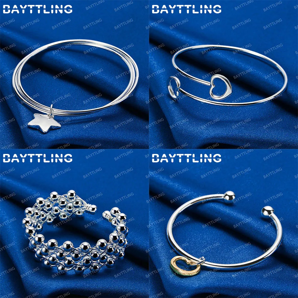 

Luxury 925 Sterling Silver Exquisite Star Heart Shape Bracelet Women's Engagement Wedding Jewelry Gift Accessories