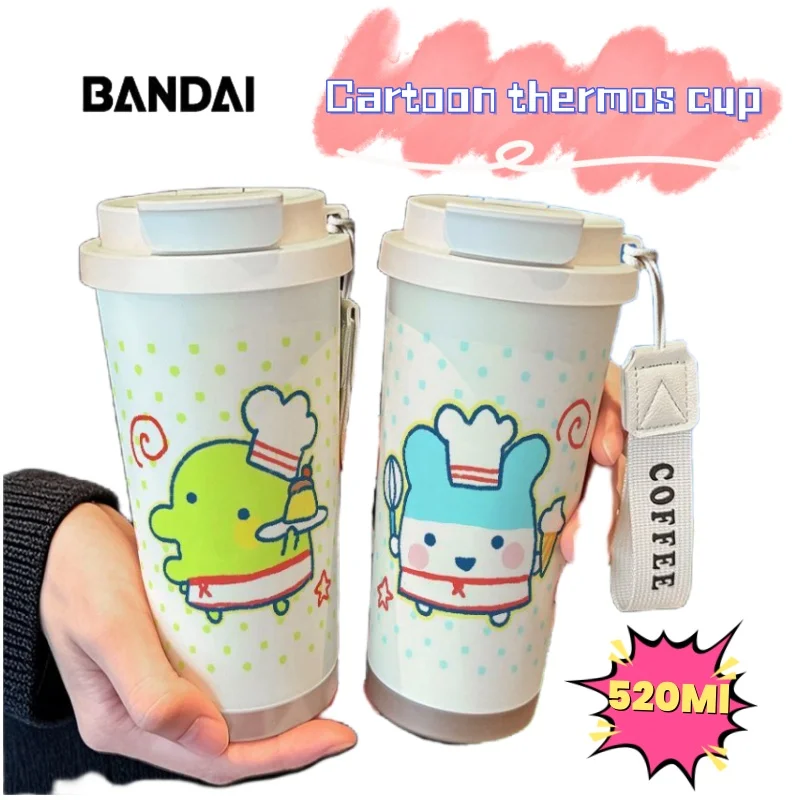 

Tamagotchi cartoon cute large capacity straw thermos cup student high color value stainless steel car accompanying coffee cup