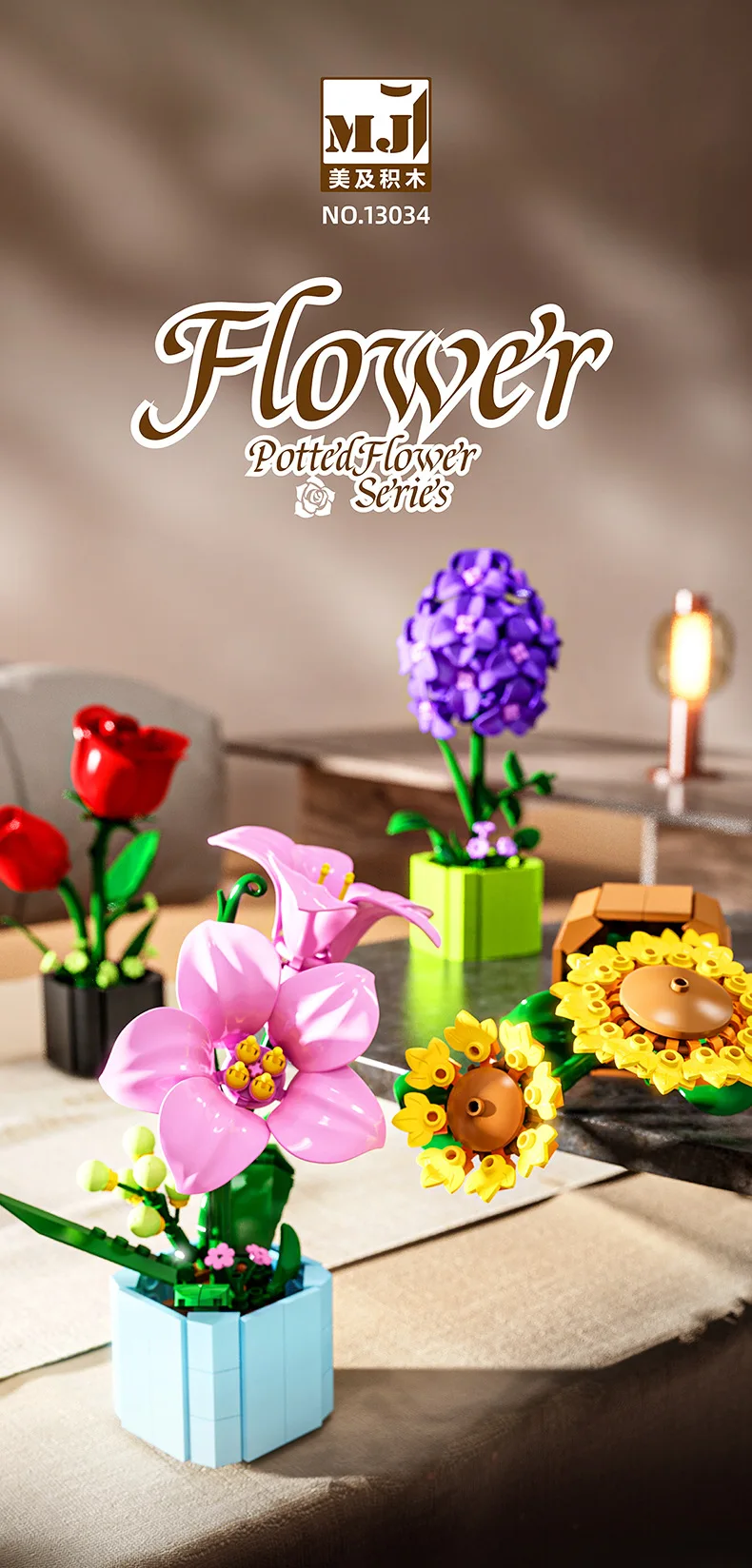 Blumen-Bausteine, Orchidee Cymbidium, Ewiger Blumenstrauß, Bausatz, botanisches Rosen- und Gänseblümchen-Modell, Mini-Bausteine, Spielzeug zur Heimdekoration – Detail 27