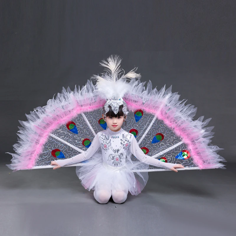 Costume de danse ethnique pour enfants, robe de phtaline paon Dai, vêtements de performance féminins