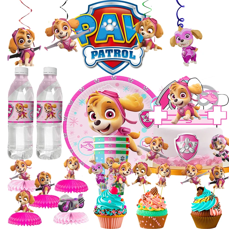 【セール中】子供のためのパトロールの足の誕生日の装飾,犬,スカイ,使い捨て食器,カップ,プレート,テーブルクロス,ベビーシャワー,パーティー用品,女の子,男の子,新しい