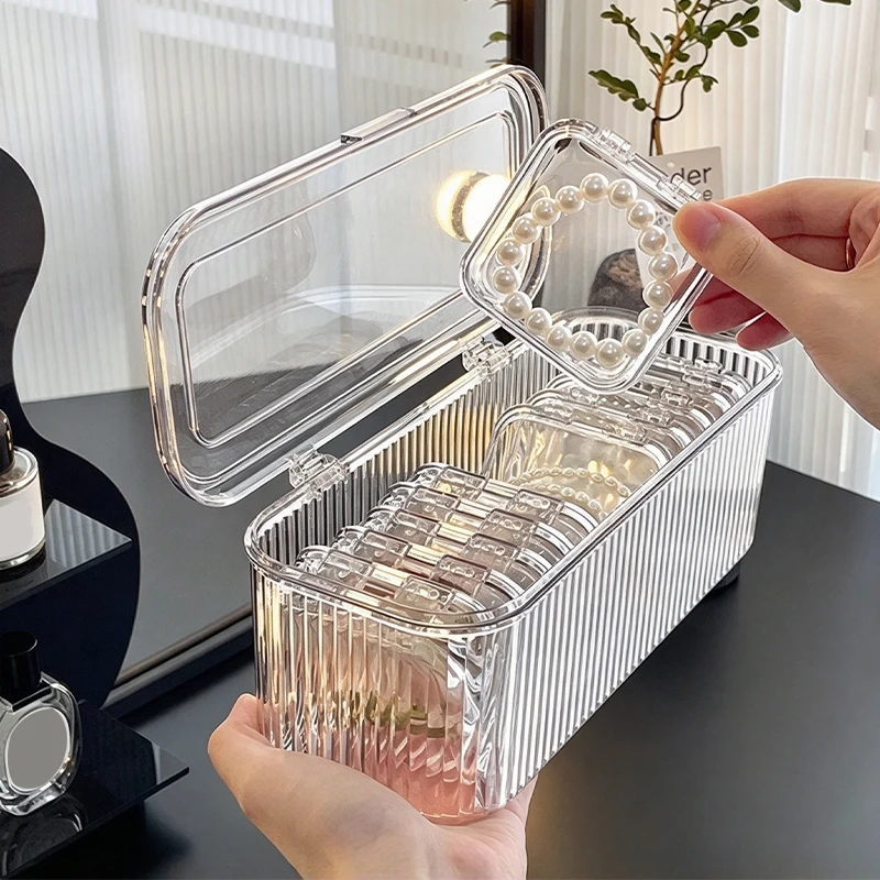 Transparent Anti Tarnish Jewelry Storage Box Portable Case for Crystal Bracelet Bangle Wristband Gemstone Jewelry Collection