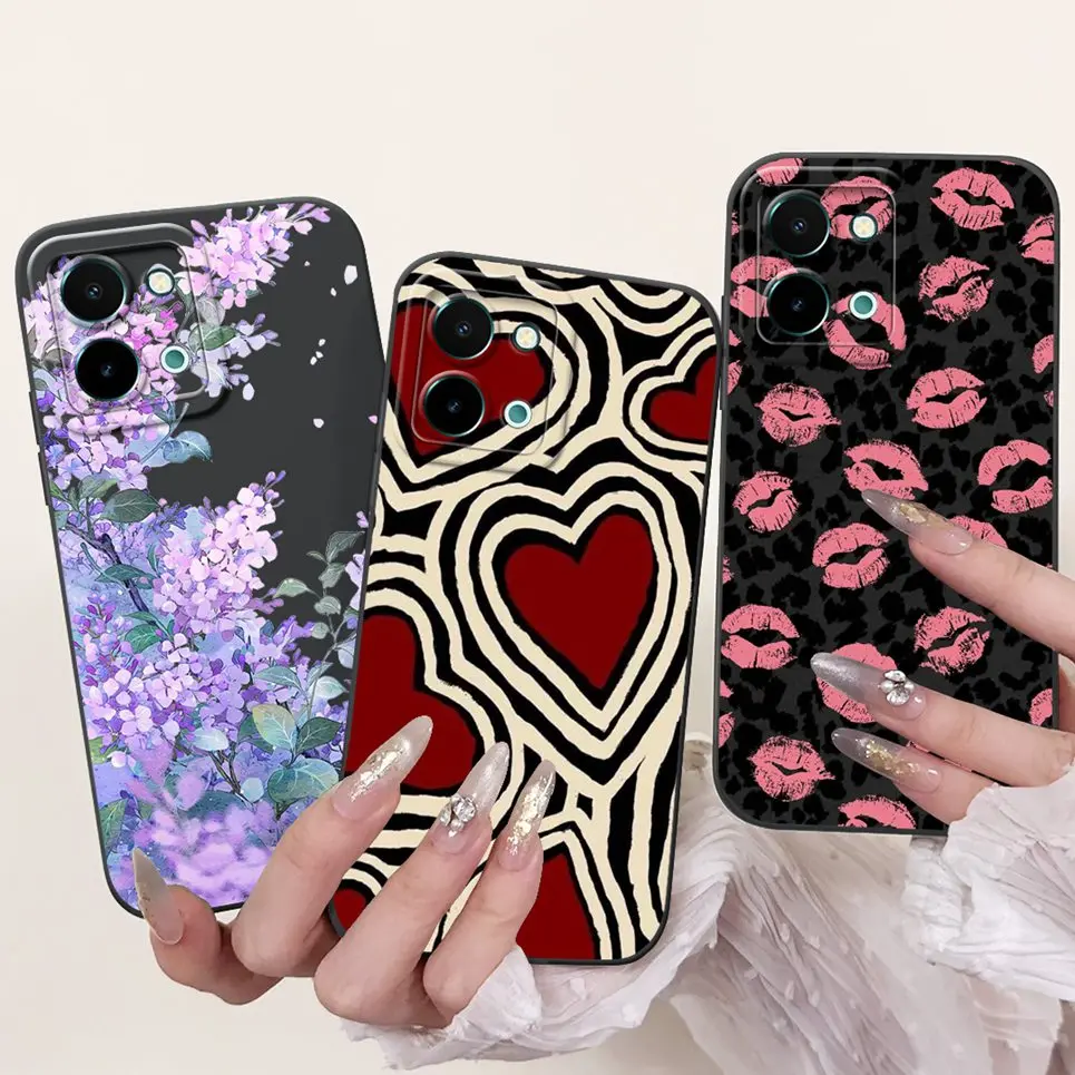 For Vivo Y28 Y28s 4G 5G Back Cover Vivo Y03 Y03t Y18 Y18i Y18e Funda Flower Butterfly Women Fashion Phone Case Soft Silicone Bag