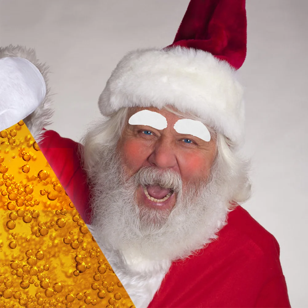 Selbstklebende gefälschte weiße Augenbrauen für Weihnachtsmann-Kostüm, Weihnachtsfeier-Zubehör, buschiges Gesichtshaar, Make-up für alte Männer