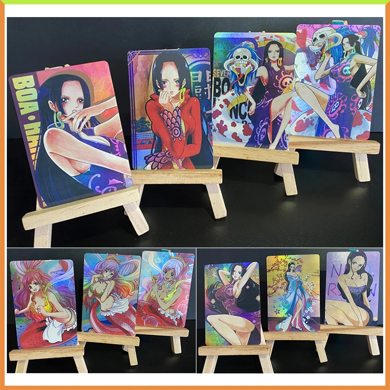 

Anime ONE PIECE DIY ACG Refractions Games Flashcards Hancock Robin Shirahoshi Toys for boys Collectible Cards Birthday Gift